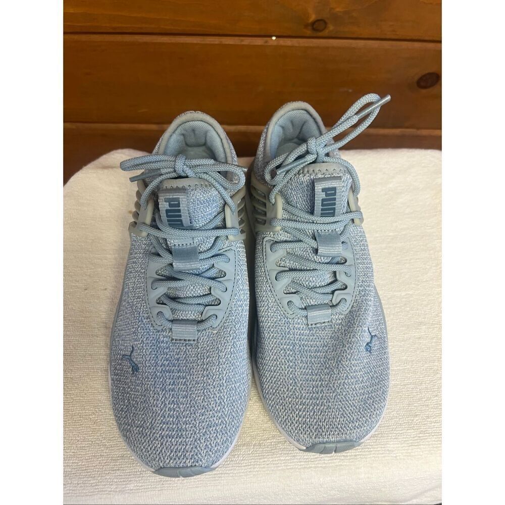Puma Womans Pacer Future sneakers in a light blue knit Sz 7 - Picture 6 of 8